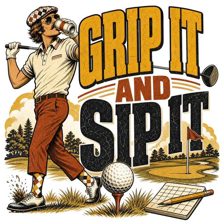 GRIP IT AND SIP IT — golf t-shirt design by Bazzai Studio
