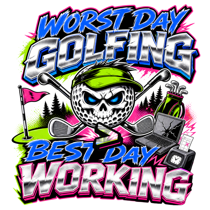 WORST DAY GOLFING > BEST DAY WORKING — golf life t-shirt design by Bazzai Studio