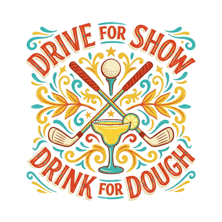 DRIVE FOR SHOW, DRINK FOR DOUGH — golf life t-shirt design by Bazzai Studio