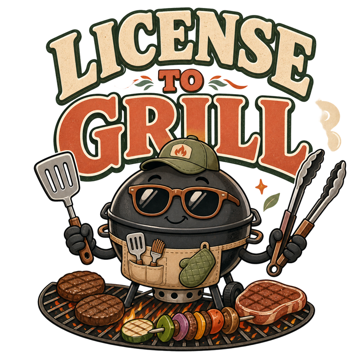 LICENSE TO GRILL — grill t-shirt design by Bazzai Studio
