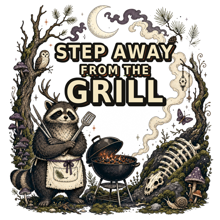 STEP AWAY FROM THE GRILL — grill dad bbq t-shirt design by Bazzai Studio