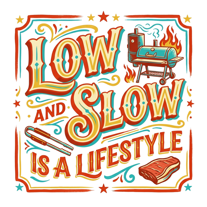 LOW AND SLOW IS A LIFESTYLE — grill dad bbq t-shirt design by Bazzai Studio
