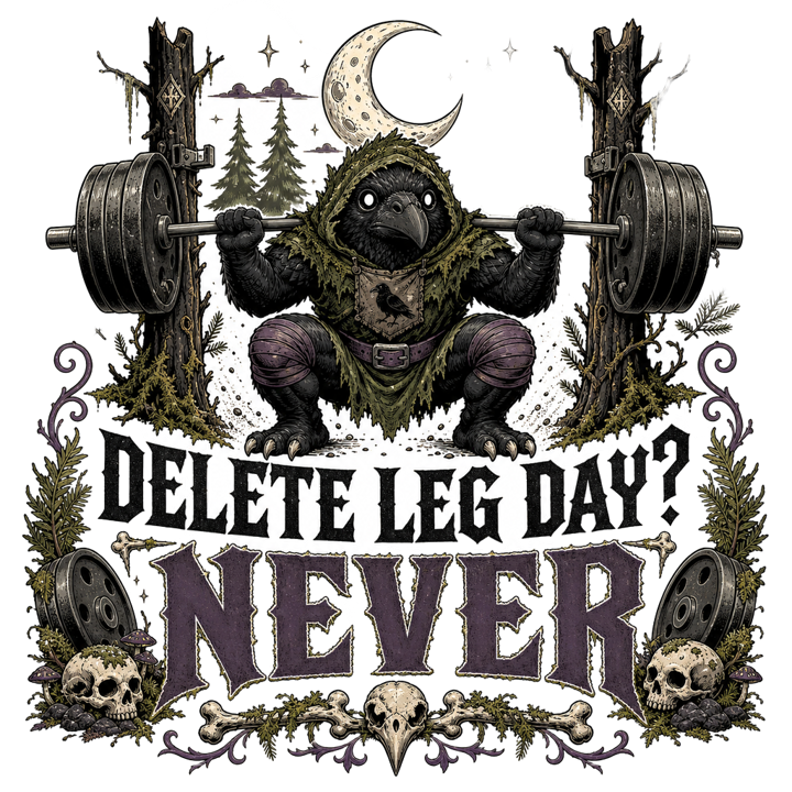 DELETE LEG DAY? NEVER — gym lifting t-shirt design by Bazzai Studio