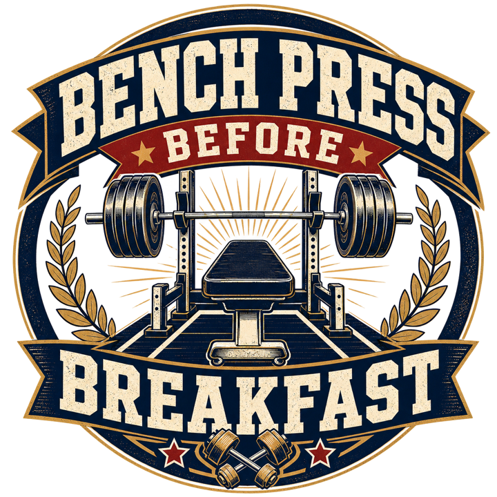 BENCH PRESS BEFORE BREAKFAST — gym & lifting t-shirt design by Bazzai Studio