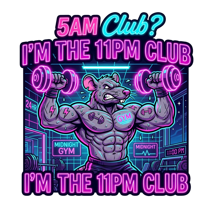 Gym Rat Night Owl — gym & lifting t-shirt design by Bazzai Studio