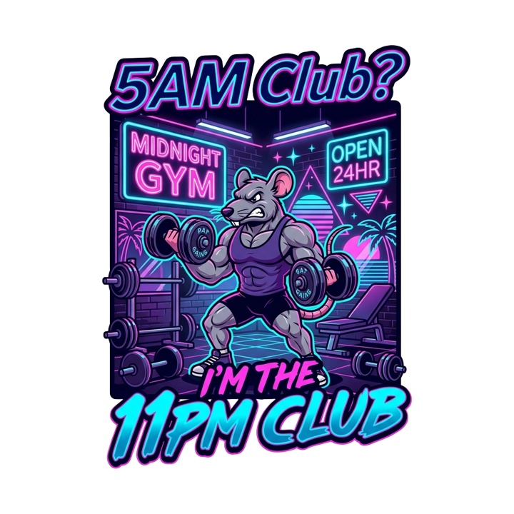Gym Rat Night Owl — gym lifting t-shirt design by Bazzai Studio