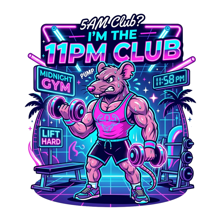 Gym Rat Night Owl — gym & lifting t-shirt design by Bazzai Studio