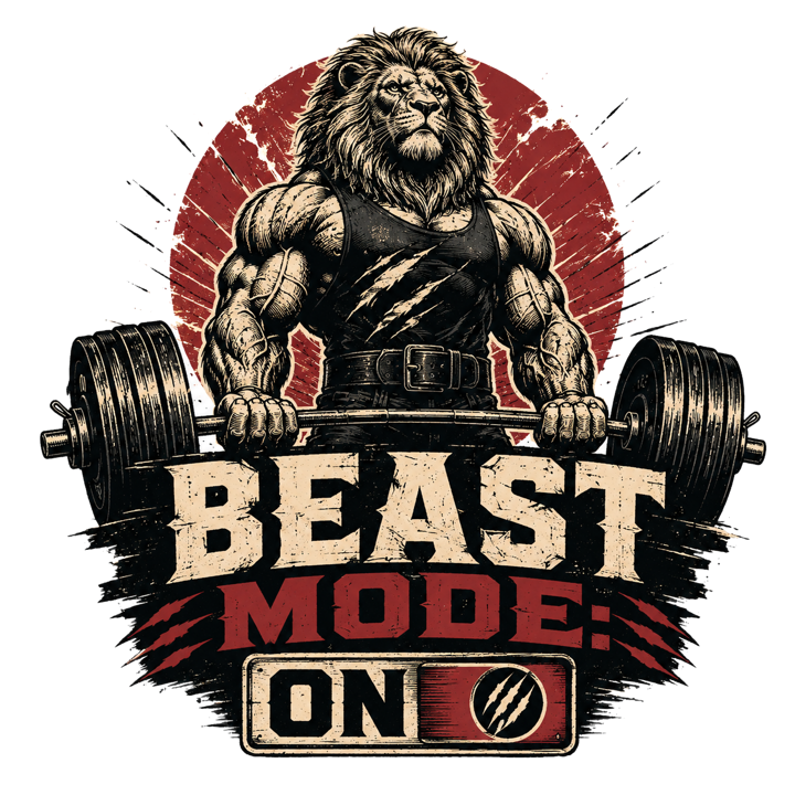 BEAST MODE: ON — gym lifting t-shirt design by Bazzai Studio