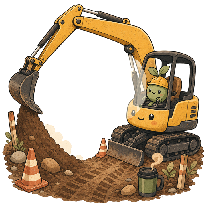 Excavator therapy in session — heavyequip trade t-shirt design by Bazzai Studio