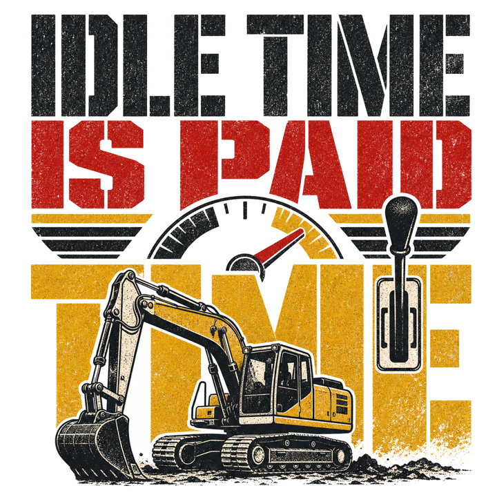 Idle time is paid time — heavyequip t-shirt design by Bazzai Studio