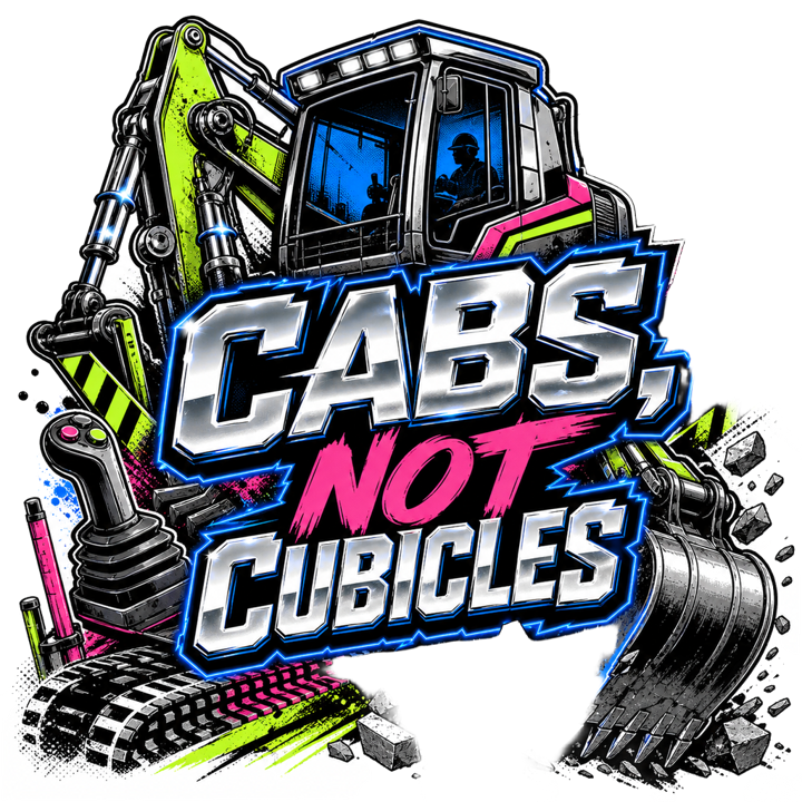 CABS, NOT CUBICLES — heavyequip trade t-shirt design by Bazzai Studio