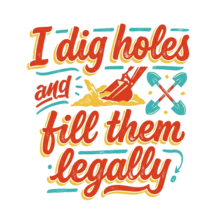 I dig holes and fill them legally — heavyequip trade t-shirt design by Bazzai Studio