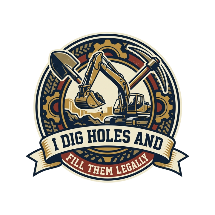 I dig holes and fill them legally — heavyequip trade t-shirt design by Bazzai Studio