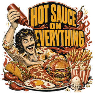 HOT SAUCE ON EVERYTHING — art by Bazzai Studio