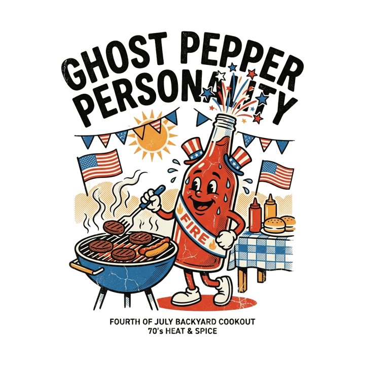 GHOST PEPPER PERSONALITY — hot sauce heads t-shirt design by Bazzai Studio