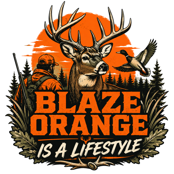 blaze orange is a lifestyle — hunter life t-shirt design by Bazzai Studio