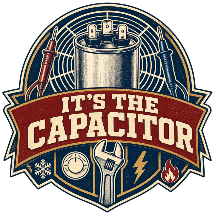 IT'S THE CAPACITOR — hvactech trade t-shirt design by Bazzai Studio