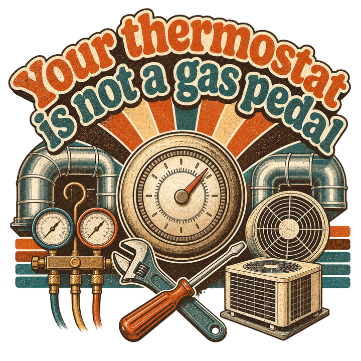 Your thermostat is not a gas pedal — hvactech t-shirt design by Bazzai Studio
