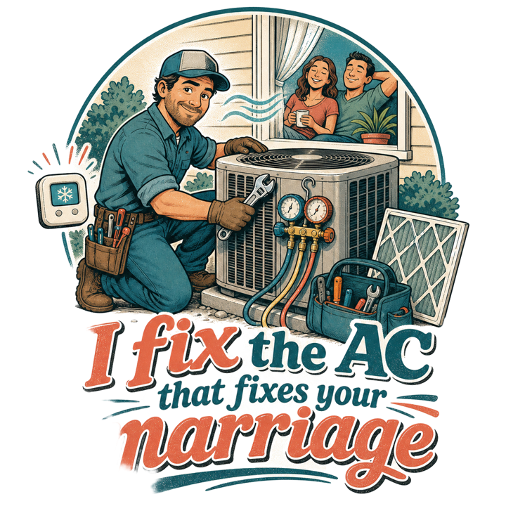 I fix the AC that fixes your marriage — hvactech t-shirt design by Bazzai Studio