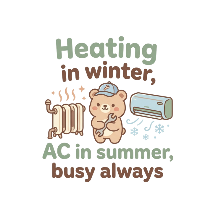 Heating in winter, AC in summer, busy always — hvactech trade t-shirt design by Bazzai Studio