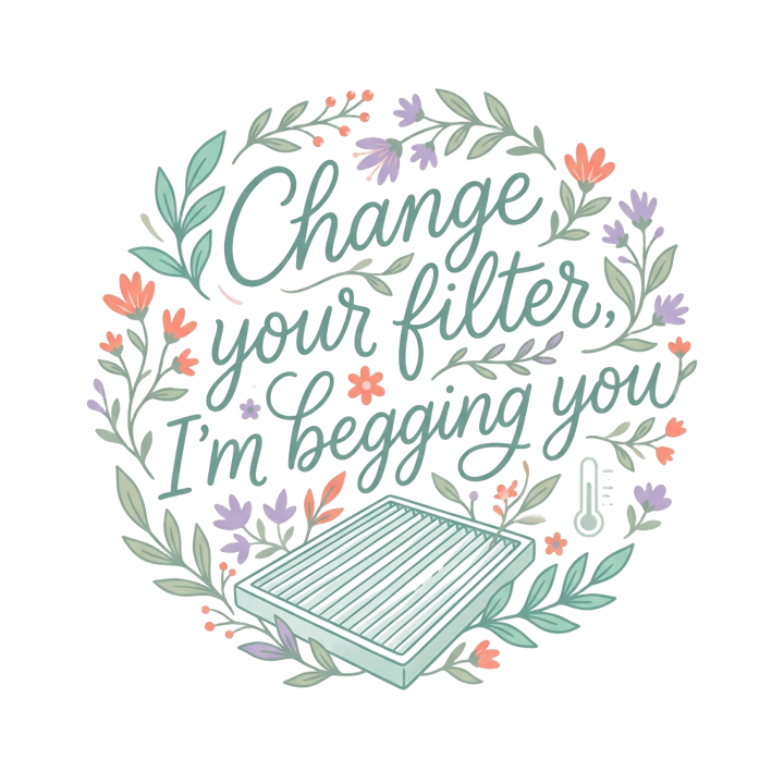 Change your filter, I'm begging you — hvactech t-shirt design by Bazzai Studio