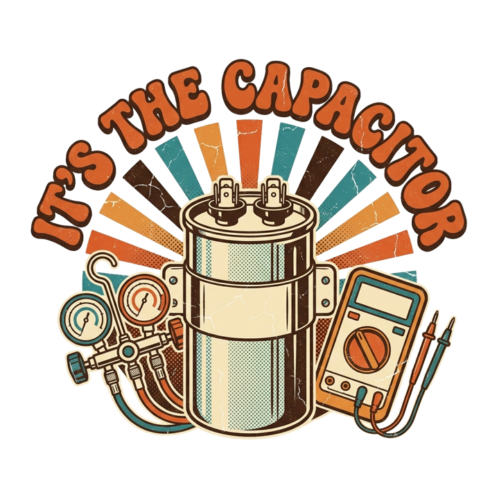 IT'S THE CAPACITOR — hvactech t-shirt design by Bazzai Studio