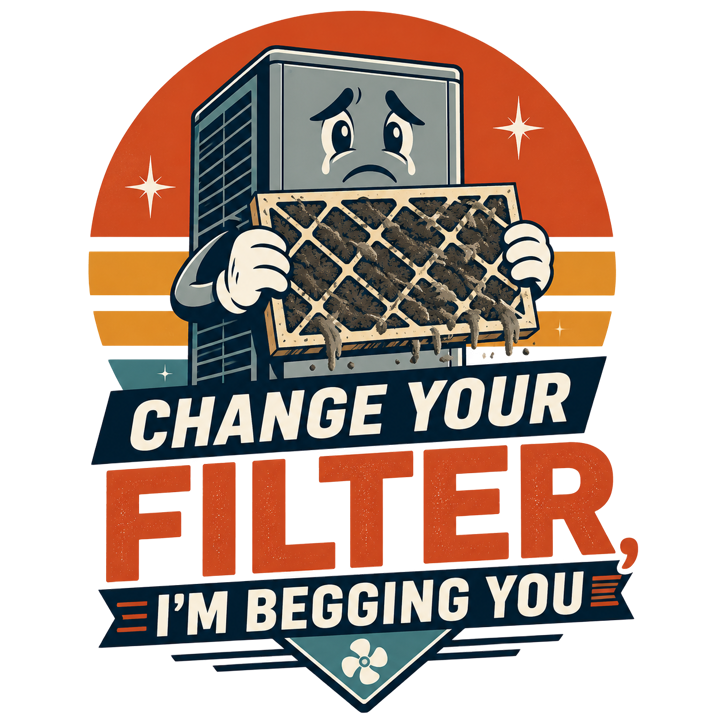 Change your filter, I'm begging you — hvactech trade t-shirt design by Bazzai Studio