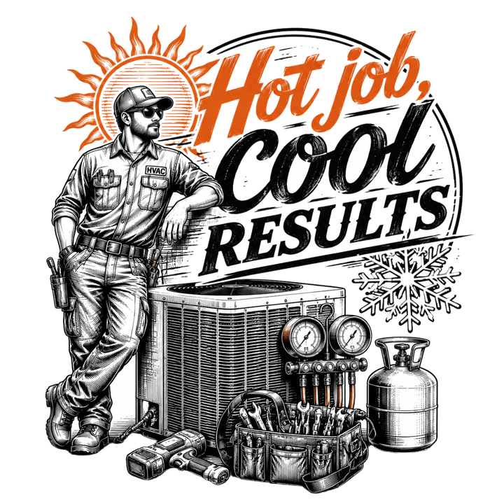 Hot job, cool results — hvactech trade t-shirt design by Bazzai Studio