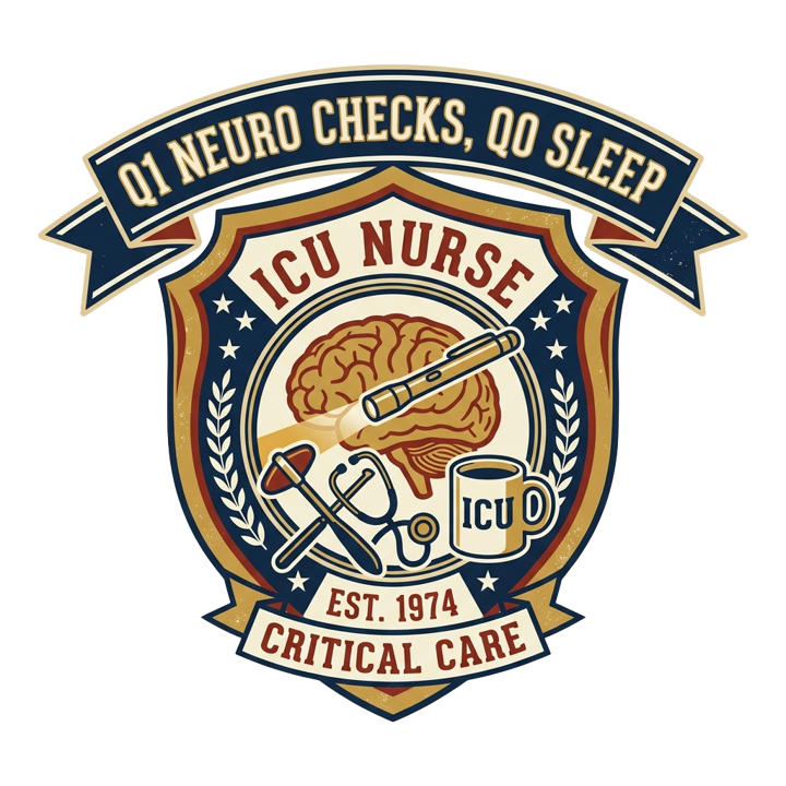 Q1 NEURO CHECKS, Q0 SLEEP — icunurse t-shirt design by Bazzai Studio