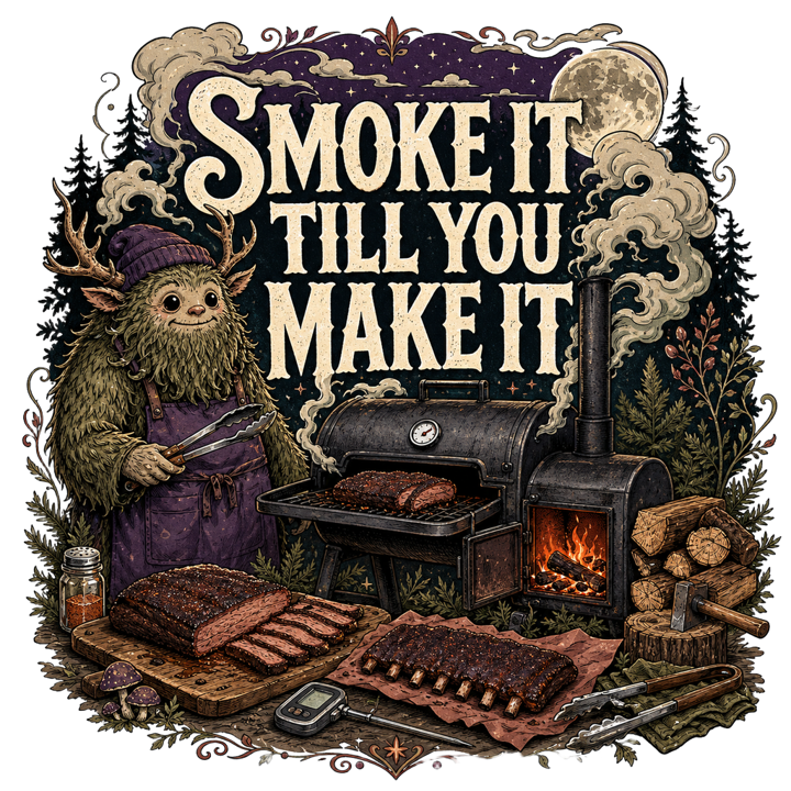 SMOKE IT TILL YOU MAKE IT — bbq t-shirt design by Bazzai Studio