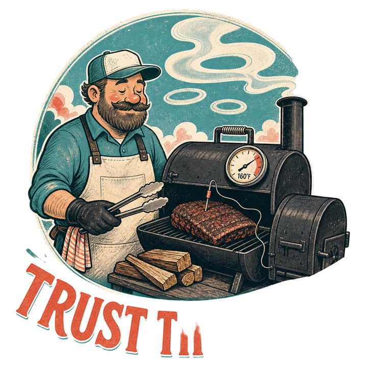 TRUST THE STALL — low slow pitmaster t-shirt design by Bazzai Studio
