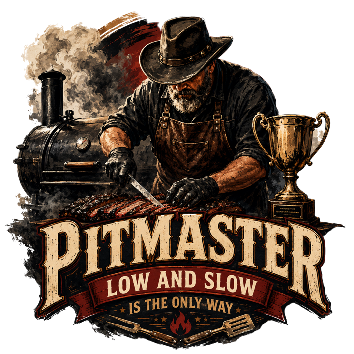BBQ Pitmaster — low slow pitmaster t-shirt design by Bazzai Studio