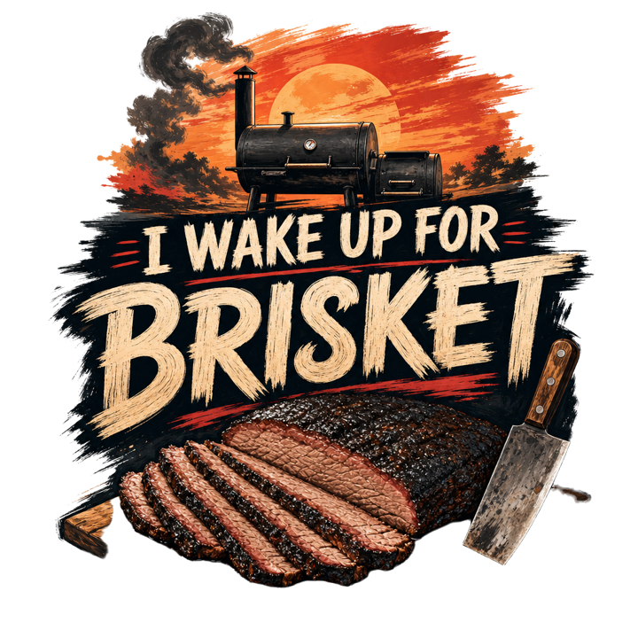 I WAKE UP FOR BRISKET — low slow pitmaster t-shirt design by Bazzai Studio