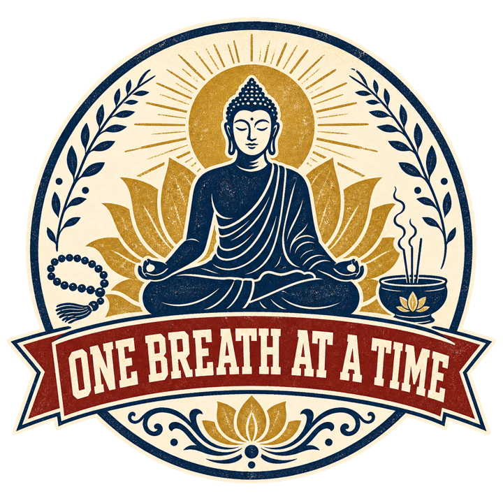 ONE BREATH AT A TIME — meditation t-shirt design by Bazzai Studio