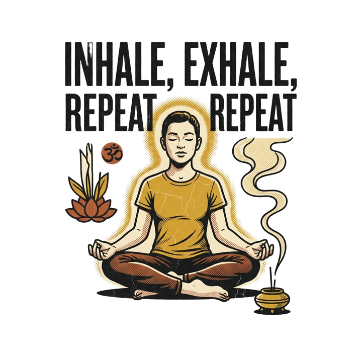 INHALE, EXHALE, REPEAT — meditation t-shirt design by Bazzai Studio