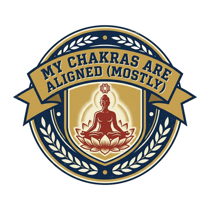 MY CHAKRAS ARE ALIGNED (MOSTLY) — meditation mindful life t-shirt design by Bazzai Studio