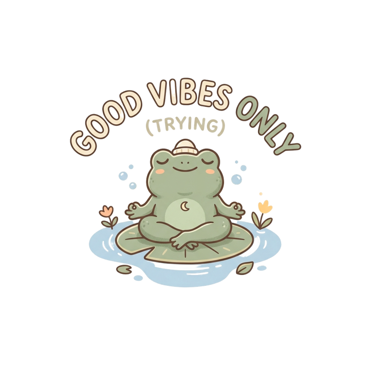 GOOD VIBES ONLY (TRYING) — meditation mindful life t-shirt design by Bazzai Studio
