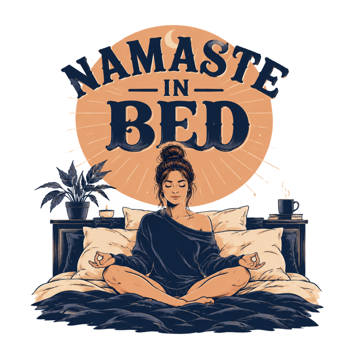 NAMASTE IN BED — meditation mindful life t-shirt design by Bazzai Studio