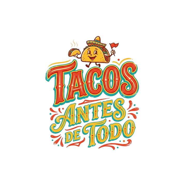 Tacos Antes De Todo — mexican rotulo humor t-shirt design by Bazzai Studio