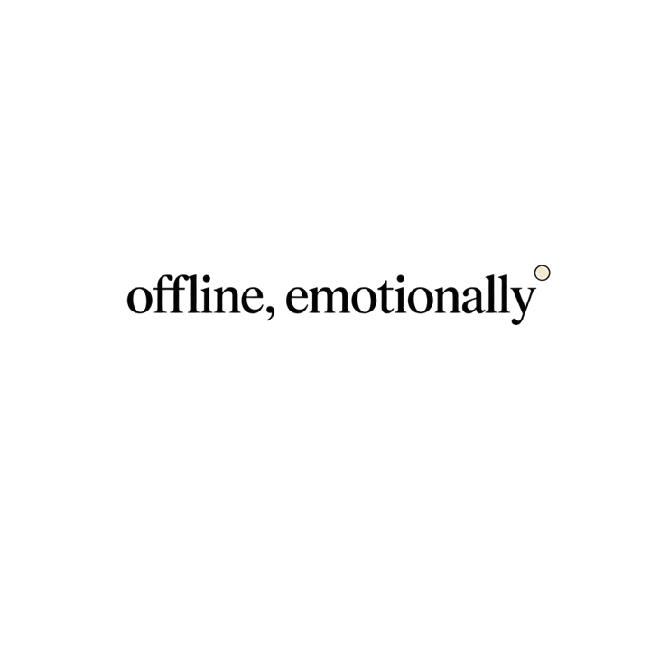 offline, emotionally — minimalist dry humor t-shirt design by Bazzai Studio