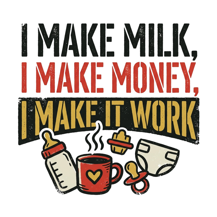 I make milk, I make money, I make it work — mom life chaos t-shirt design by Bazzai Studio