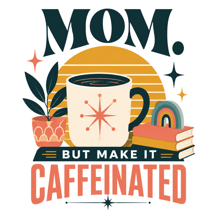 MOM. BUT MAKE IT CAFFEINATED — mom life chaos t-shirt design by Bazzai Studio