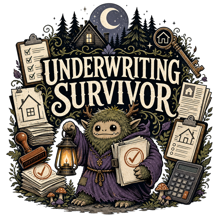 UNDERWRITING SURVIVOR — mortgage t-shirt design by Bazzai Studio