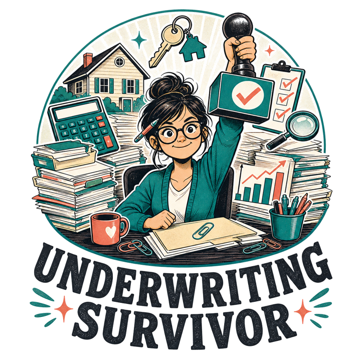 UNDERWRITING SURVIVOR — mortgage t-shirt design by Bazzai Studio
