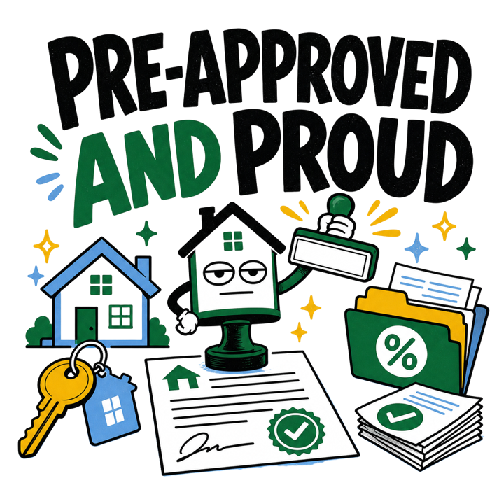 PRE-APPROVED AND PROUD — mortgage t-shirt design by Bazzai Studio