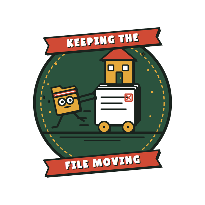 KEEPING THE FILE MOVING — mortgage t-shirt design by Bazzai Studio