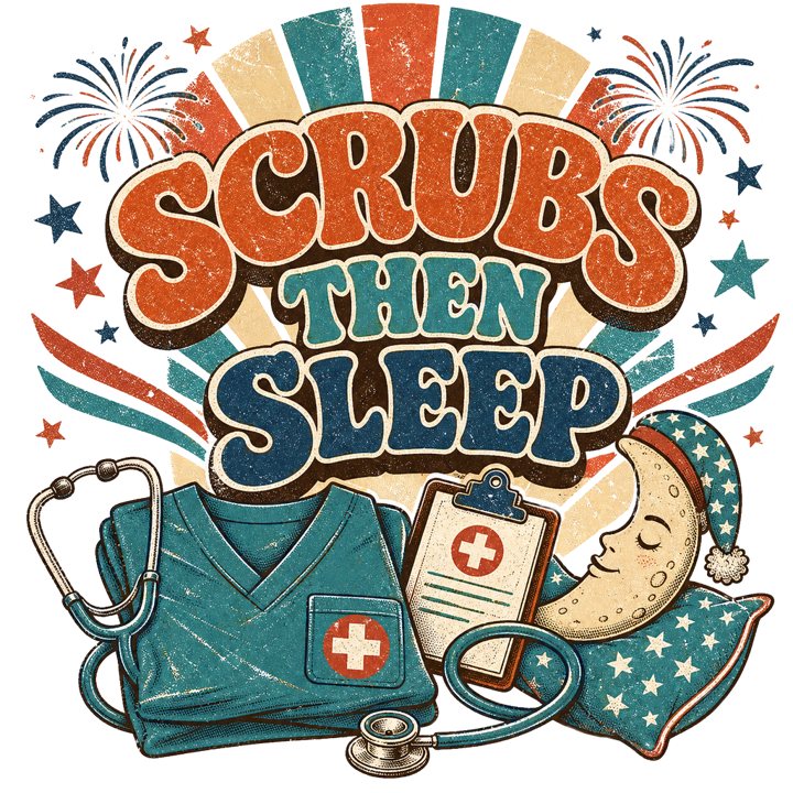 SCRUBS THEN SLEEP — nurse humor t-shirt design by Bazzai Studio