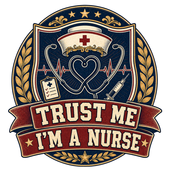 TRUST ME I'M A NURSE — nurse t-shirt design by Bazzai Studio