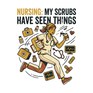 NURSING: MY SCRUBS HAVE SEEN THINGS — art by Bazzai Studio