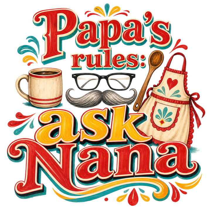 Papa's rules: ask Nana — papa grandpa life t-shirt design by Bazzai Studio